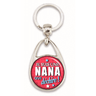 Porte clés "Je suis une nana qui déchire" rose - em création