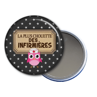 idée cadeau - miroir de poches La plus chouette des infirmières - toutes les idées cadeaux sont sur em-creation.fr