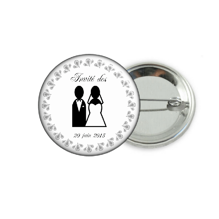 Badge invité mariage personnalisable