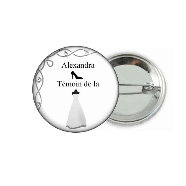       Badge témoin de la mariée personnalisable
    