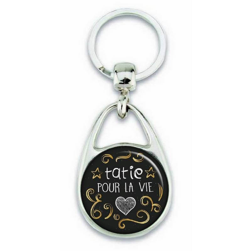 Porte-clés Cadeau Tata Et Nièce - Pendentif Acier Inoxydable Gravé - Cadeau Naissance, Anniversaire, Noël - Livré Dans Un Sac Velours