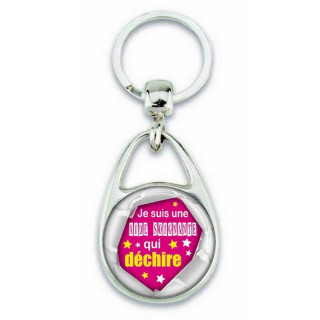 Porte clés 'je suis une aide soignante qui déchire' rose - Em création