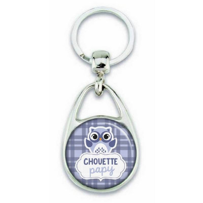Porte clés chouette papy bleu - Em création