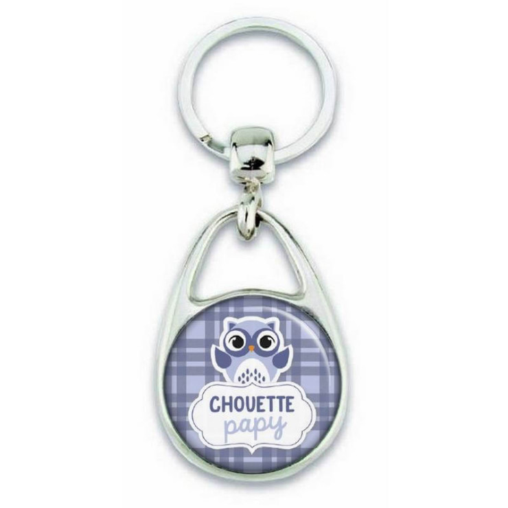 Porte clés chouette papy bleu - Em création