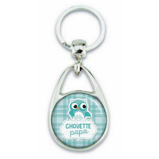 Porte clés chouette papa bleu - Em création