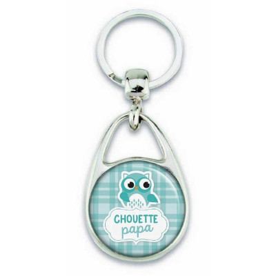 Porte clés chouette papa bleu - Em création