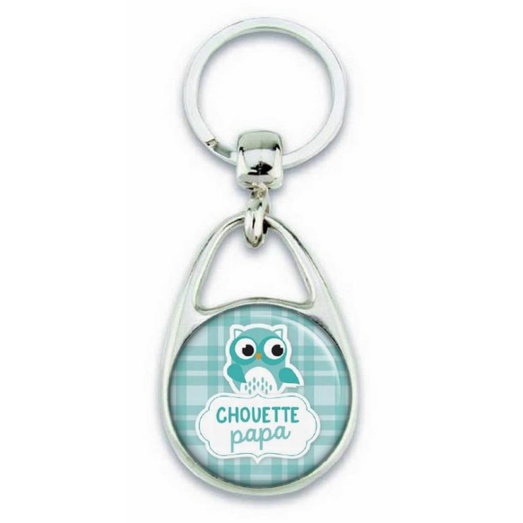 Porte clés chouette papa bleu - Em création