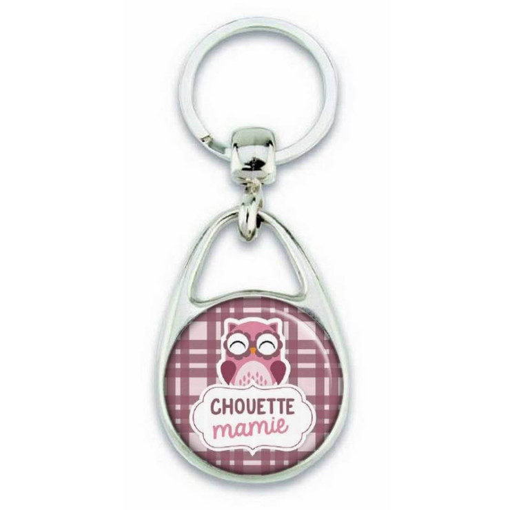 Porte clés chouette mamie violet - Em création