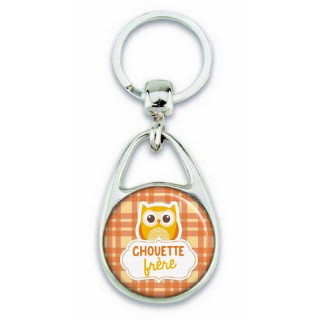 Porte clés "chouette frère" orange - Em création