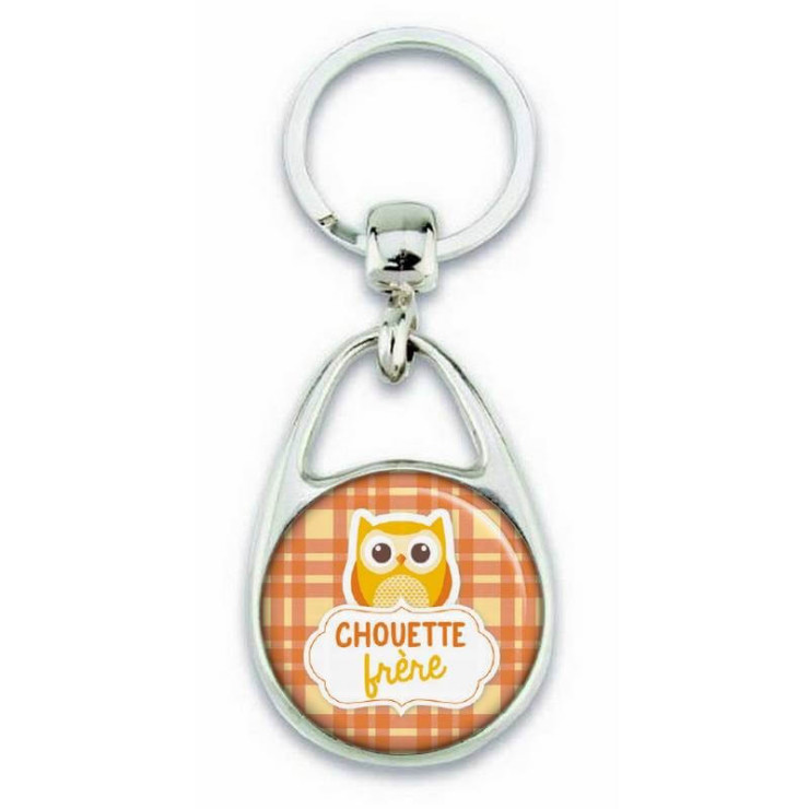 Porte clés "chouette frère" orange - Em création