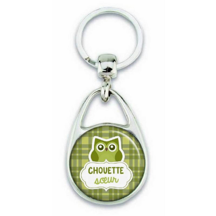       Porte clés "chouette soeur" vert - Em création
    