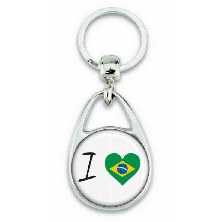       Porte clés ' J'aime le Brésil ' - porte-clés métal au visuel Brésil
    