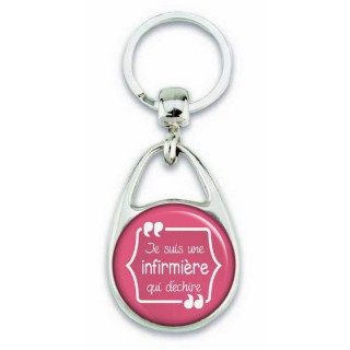 Porte clés "Je suis une infirmière qui déchire" rose - Em création