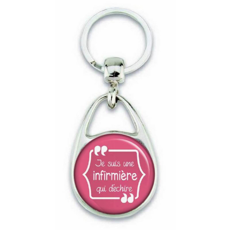 Porte clés "Je suis une infirmière qui déchire" rose - Em création