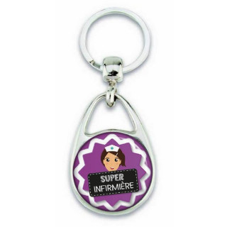 Porte clés "Super Infirmière" violet - Em création