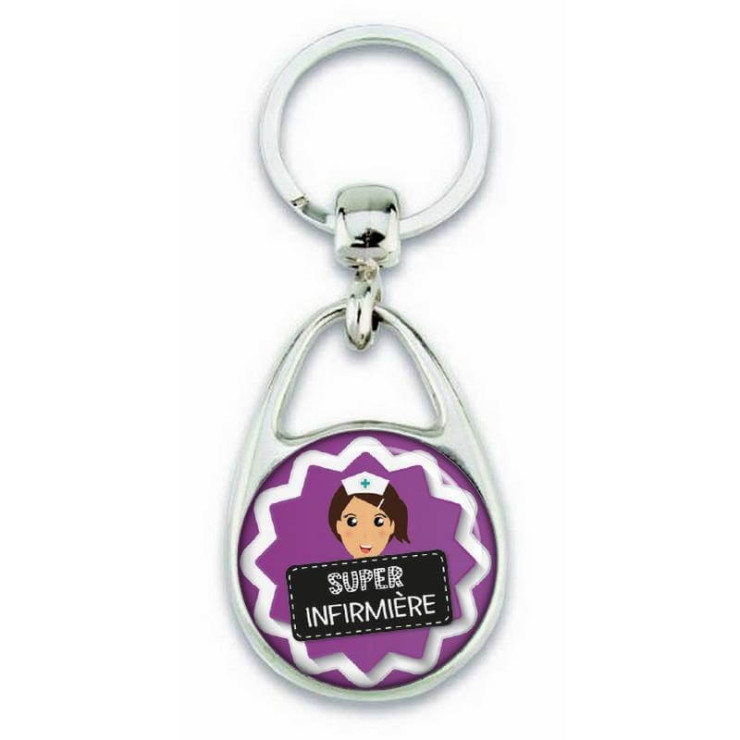 Porte clés "Super Infirmière" violet - Em création
