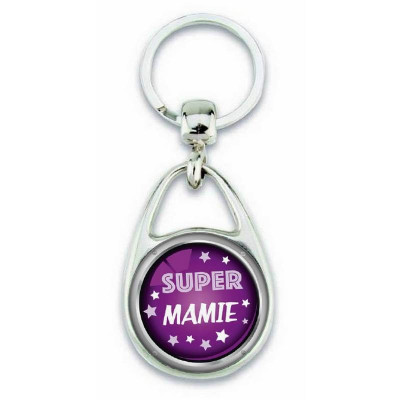Porte clés "Super mamie" violet - Em création