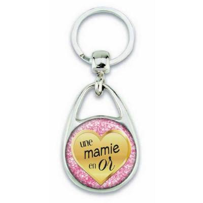 Porte clés mamie en or - Idée cadeau