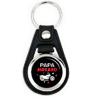 Porte clés papa en cuir Motard