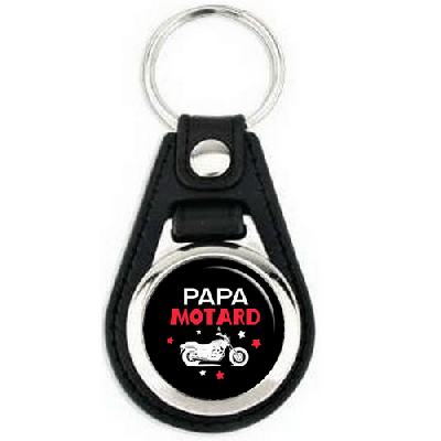 Porte clés simili cuir Papa Motard - Angora
