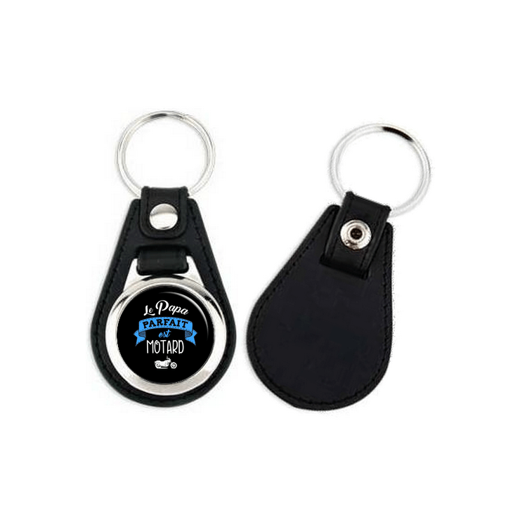       Porte clés simili cuir Papa Motard - Cadeau motard - Angora
    