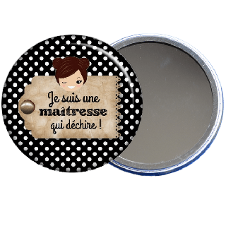 Cadeau maîtresse, un miroir de poche à offrir à la maîtresse. à découvrir sur em-creation.fr
