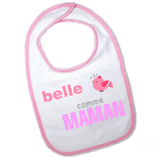 Bavoir rose original - Belle comme maman - angora