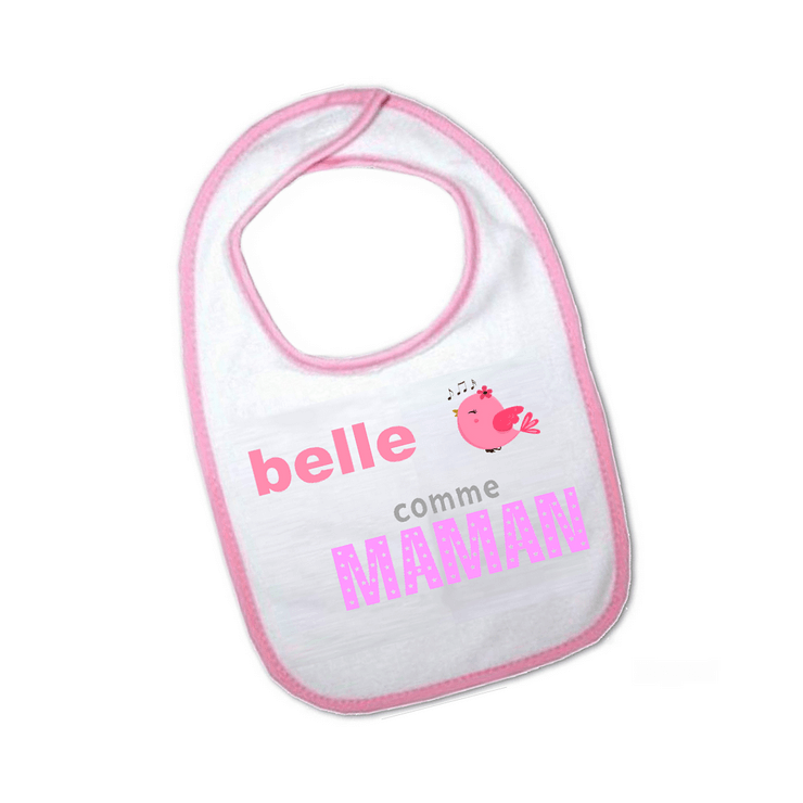 Bavoir rose original - Belle comme maman - angora