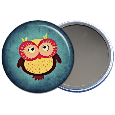 Boutique beau miroir de poche - Forme rond avec motif chouette