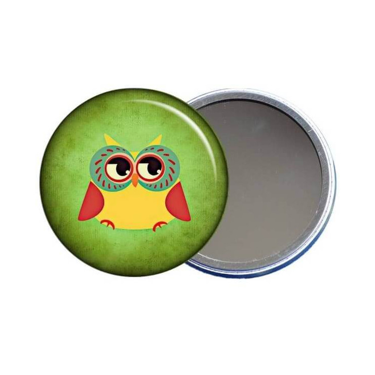 Miroir de poche chouette - Em création