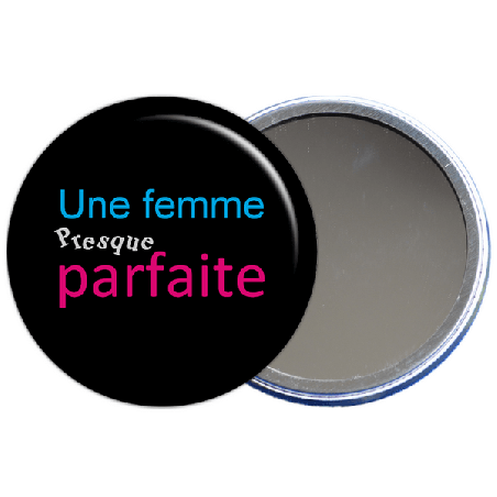       idée cadeau maman, idée cadeau femme, miroir de poche femme presque parfaite en vente sur em-creation.fr
    