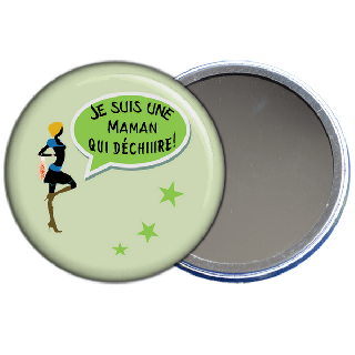 cadeau fête des mères, idées cadeaux maman, miroir de poche je suis une maman qui déchire en vente sur em-creation.fr