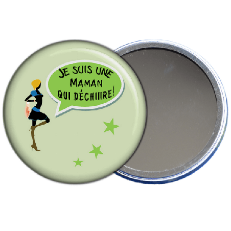       cadeau fête des mères, idées cadeaux maman, miroir de poche je suis une maman qui déchire en vente sur em-creation.fr
    