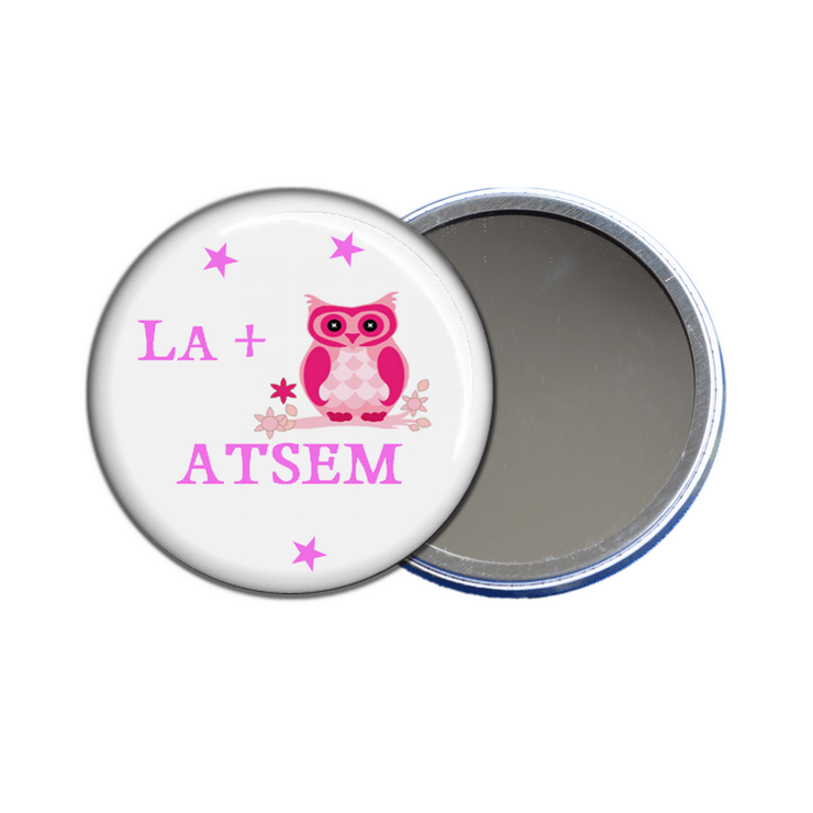 miroir de poche la plus chouette ATSEM - toutes les idées cadeaux sont sur em-creation.fr