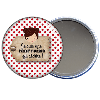 Idée cadeau pour marraine, miroir de poche pour marraine à découvrir sur em-creation.fr