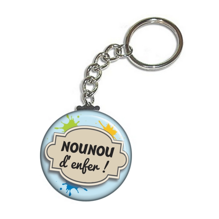       Porte clés "Nounou d'enfer" bleu - Idée cadeau nounou
    