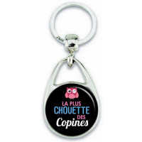 Porte clés "La plus chouette des copines" noir