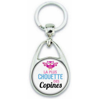 Porte clés "La plus chouette des copines" blanc