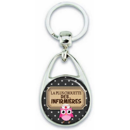       Porte clés Infirmière - Chouette infirmière - Idée cadeau infirmière - Anniversaire infirmière - angora
    