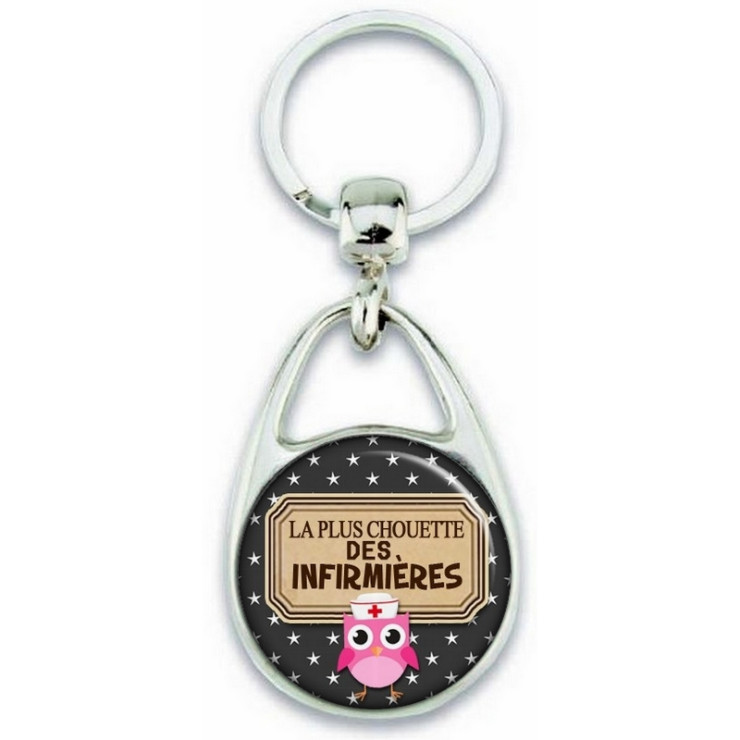 Porte clés Infirmière - Chouette infirmière - Idée cadeau infirmière - Anniversaire infirmière - angora