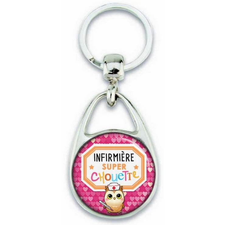 Porte clés Infirmière - Chouette infirmière - Idée cadeau infirmière - Anniversaire infirmière - angora