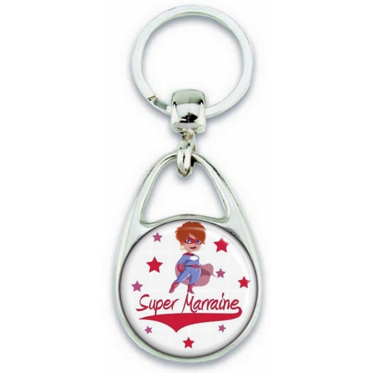 Porte clés Super Marraine - Idée cadeau Marraine - Baptème - Anniversaire - angora