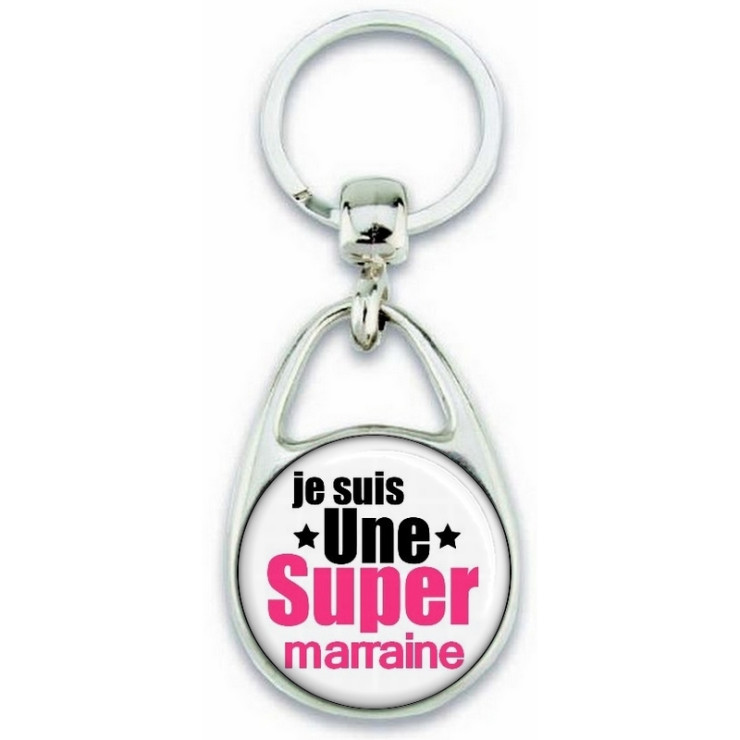 Porte clés Super Marraine - Idée cadeau Marraine - Baptème - Anniversaire - angora