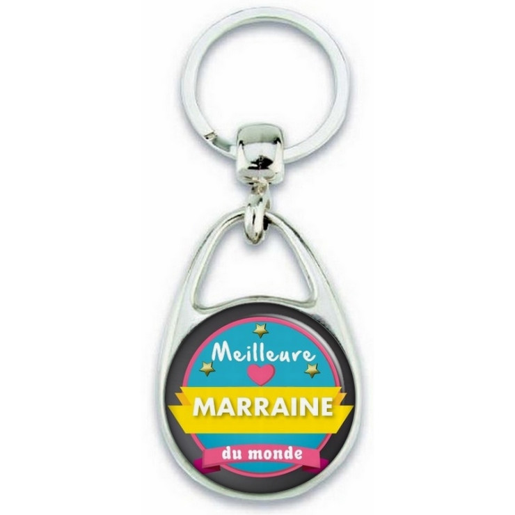 Porte clés Meilleure Marraine du monde - Idée cadeau Marraine - Baptème - Anniversaire - angora