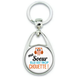 Porte clés Soeur - Idée cadeau Soeur - Anniversaire Soeur - Chouette Soeur - angora