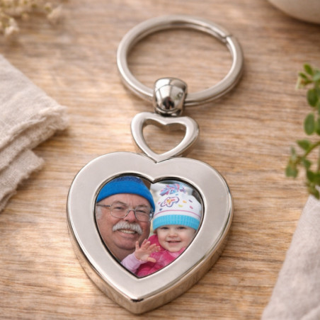       Porte-clés photo personnalisé double cœur
    