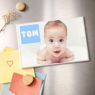 Magnet rectangle personnalisé Baptême - Aimant rectangle personnalisable