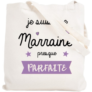 Tote bag Marraine - Idée cadeau Marraine - Sac course Marraine - Angora