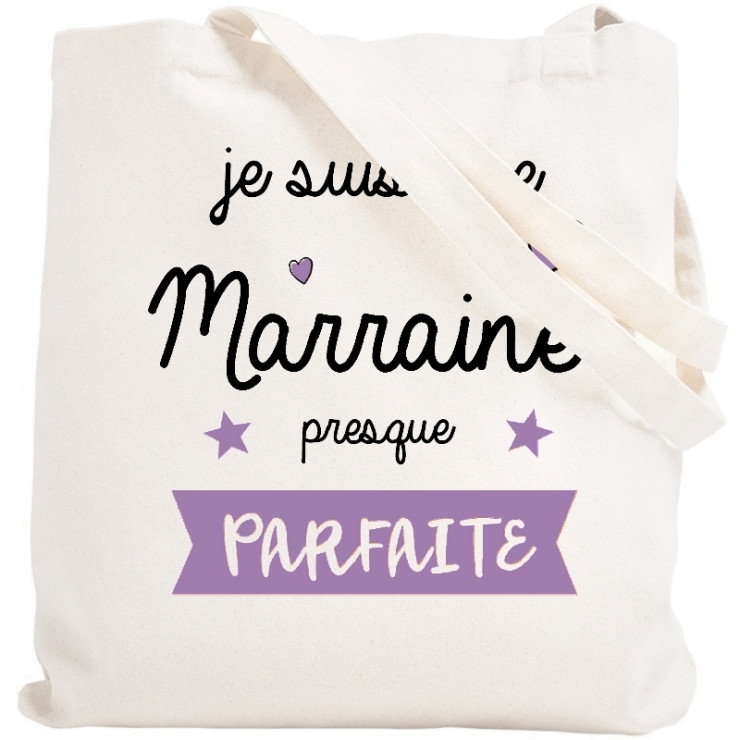 Tote bag Marraine - Idée cadeau Marraine - Sac course Marraine - Angora