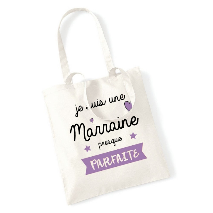 Tote bag Marraine - Idée cadeau Marraine - Sac course Marraine 